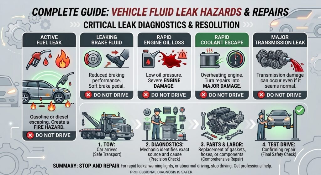 Vehicle Fluid leak hazards & repairs