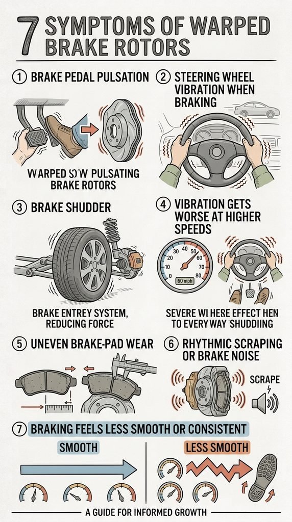 7 sympotms of warped brake rotors