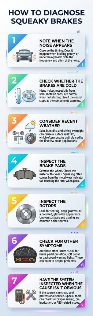 How to diagnose squeaky brakes infographics
